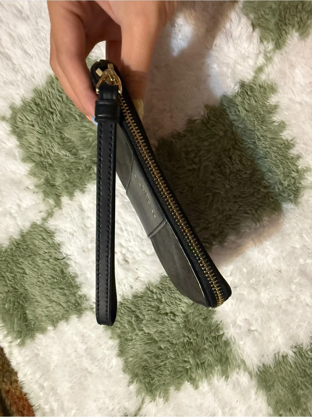 Coach Brown and Black Leather Zip Wristlet